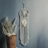 DreamLoom Mond-Dekoration Makramee | Traumfänger Wandteppich | Boho Chic Wanddeko