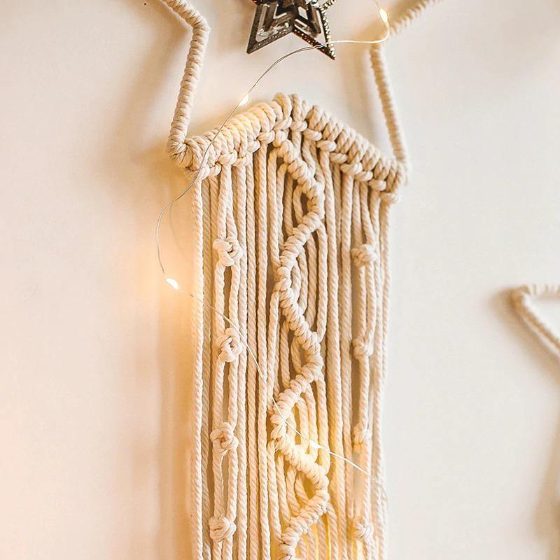 DreamLoom Mond-Dekoration Makramee | Traumfänger Wandteppich | Boho Chic Wanddeko