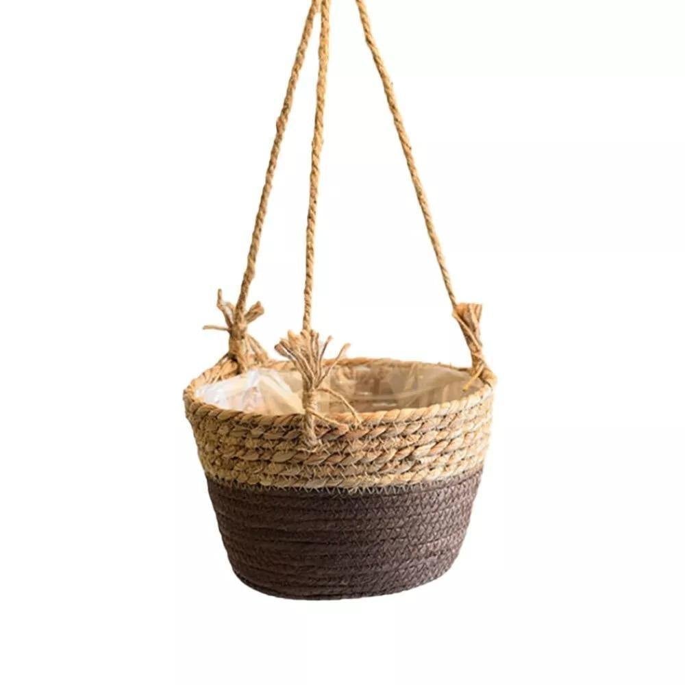 JuteNest Hängender Jutekorb für Pflanzen | Handgewebt | Boho-Stil | Ideal für Innen & Außen