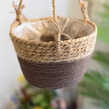 JuteNest Hängender Jutekorb für Pflanzen | Handgewebt | Boho-Stil | Ideal für Innen & Außen