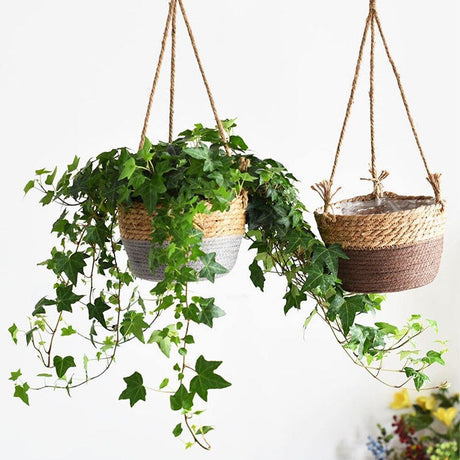 JuteNest Hängender Jutekorb für Pflanzen | Handgewebt | Boho-Stil | Ideal für Innen & Außen