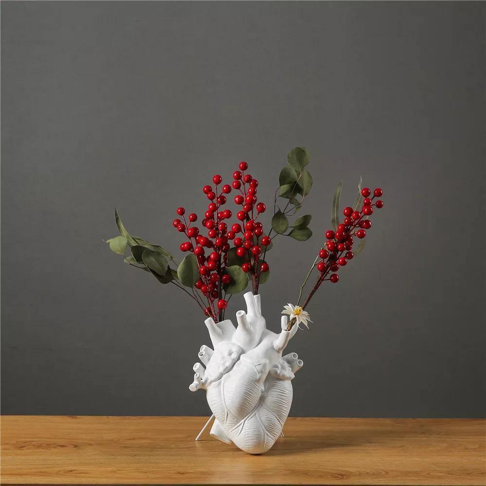 HeartSoul Herzförmige Keramikvase | Anatomisches Design | Dekovase für Zuhause | Stilvolle Blumenvase