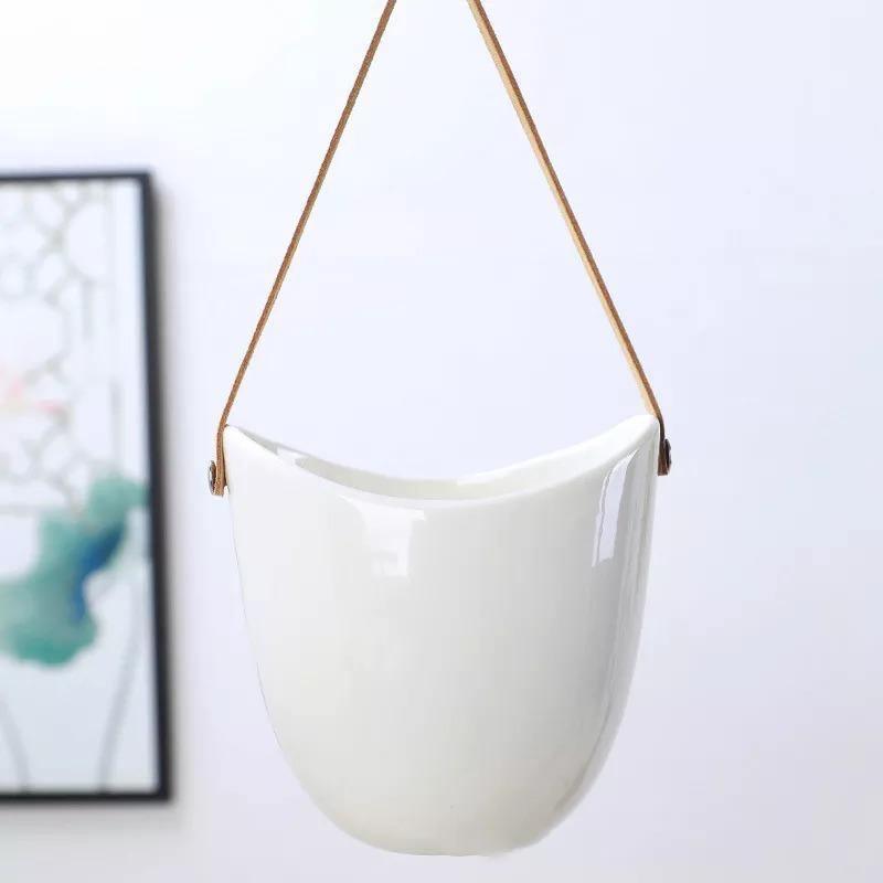 HangingCharm Keramik-Hängepflanzgefäße in Taschenform | Stilvolle Pflanzenhalter | Dekoration für Zuhause & Garten