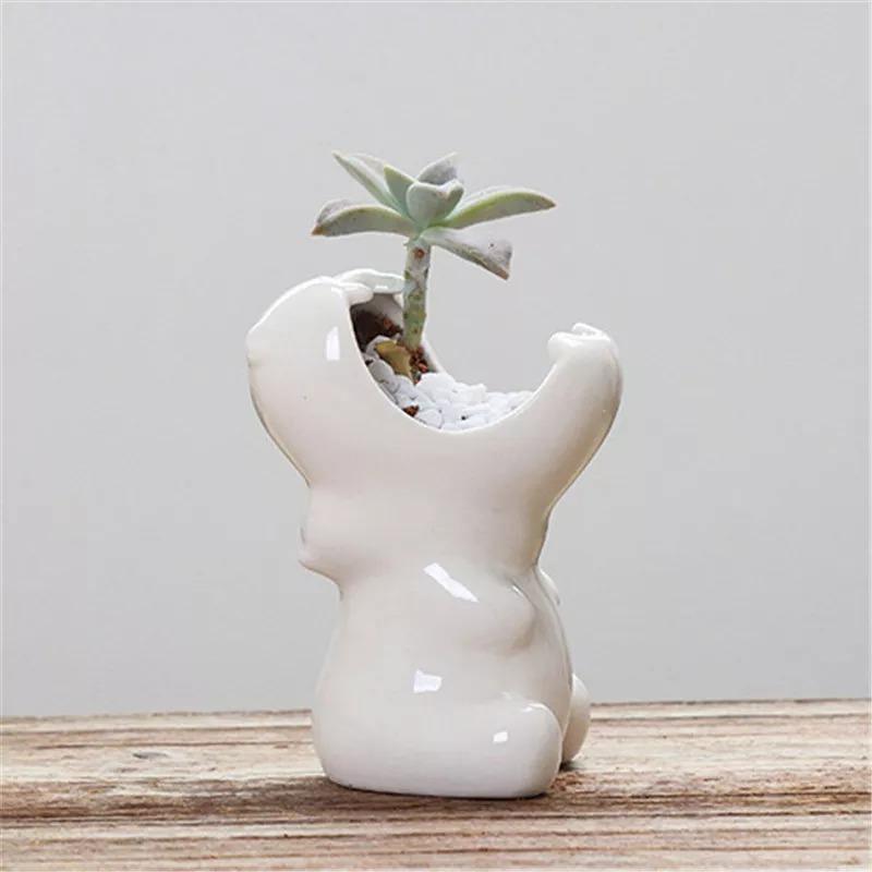 PlantoHippo Keramik Sukkulenten Pflanztopf | Lustiger Deko-Blumentopf