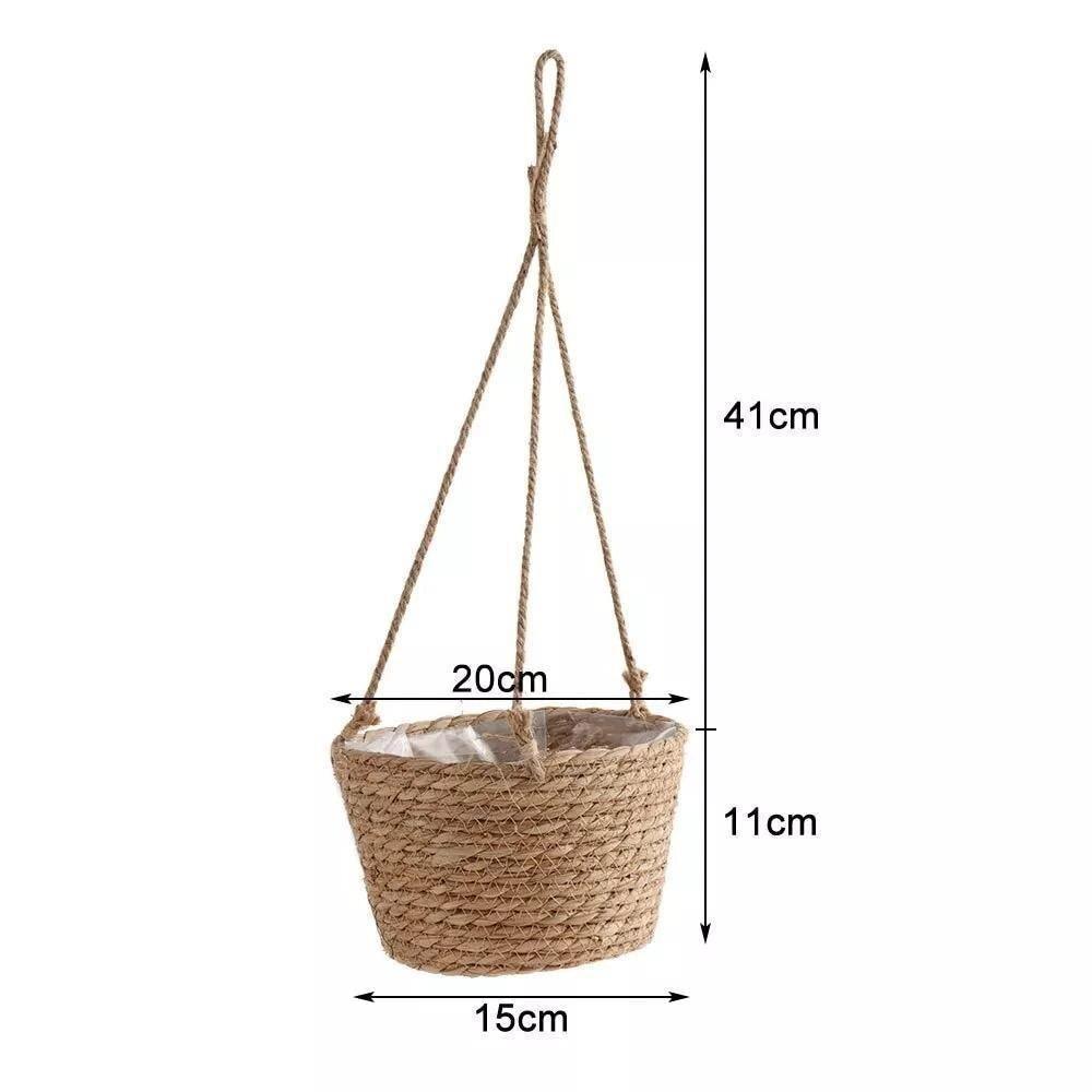 JuteNest Hängender Jutekorb für Pflanzen | Handgewebt | Boho-Stil | Ideal für Innen & Außen