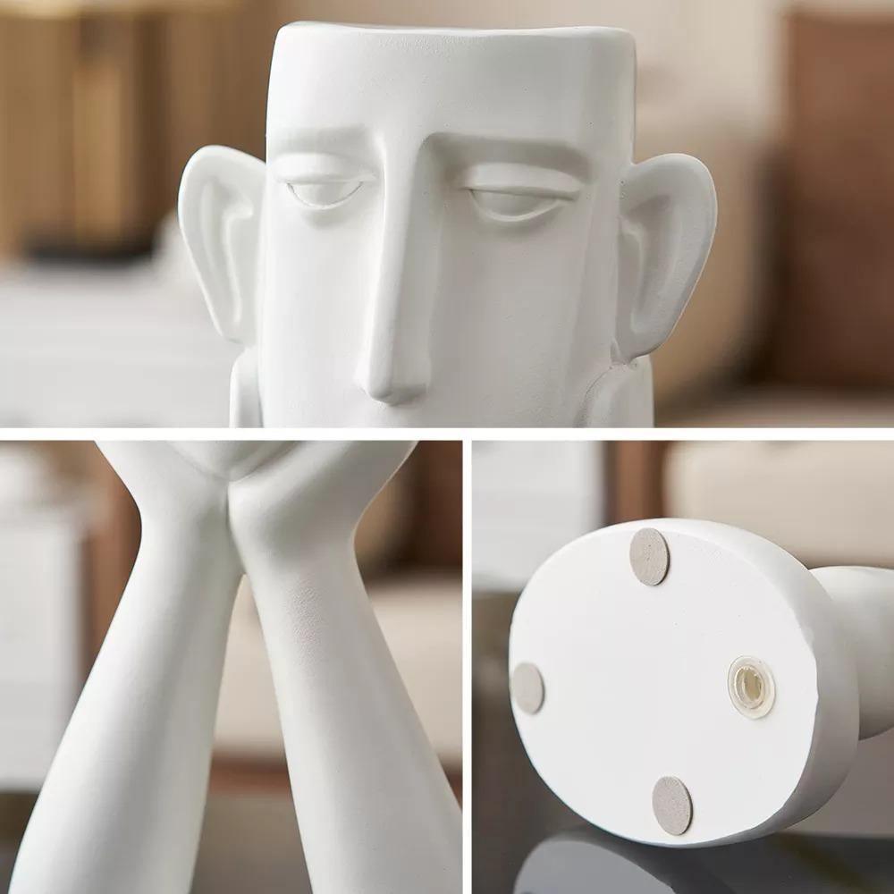 EmotionFaces Keramik Pflanztopf-Skulpturen Trio | Künstlerisches Design | Dekorative Pflanzgefäße