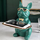 BulldogVault Deko-Spardose mit Tablett | Französische Bulldogge Statue | Stilvoll & Praktisch