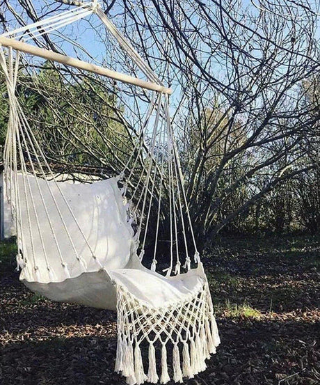 HammockEase Makramee Hängesessel | Handgefertigt | Boho Design | Bequeme Schaukel | Für Drinnen und Draußen