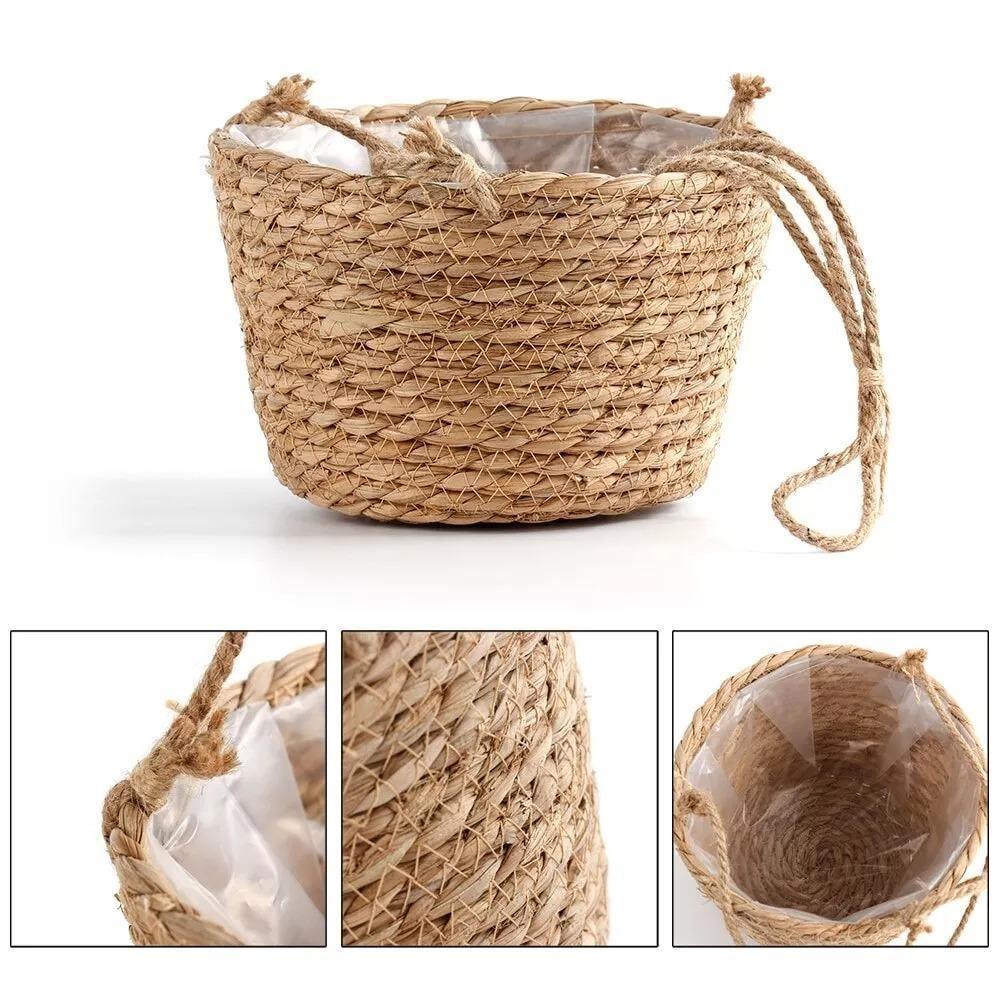 JuteNest Hängender Jutekorb für Pflanzen | Handgewebt | Boho-Stil | Ideal für Innen & Außen