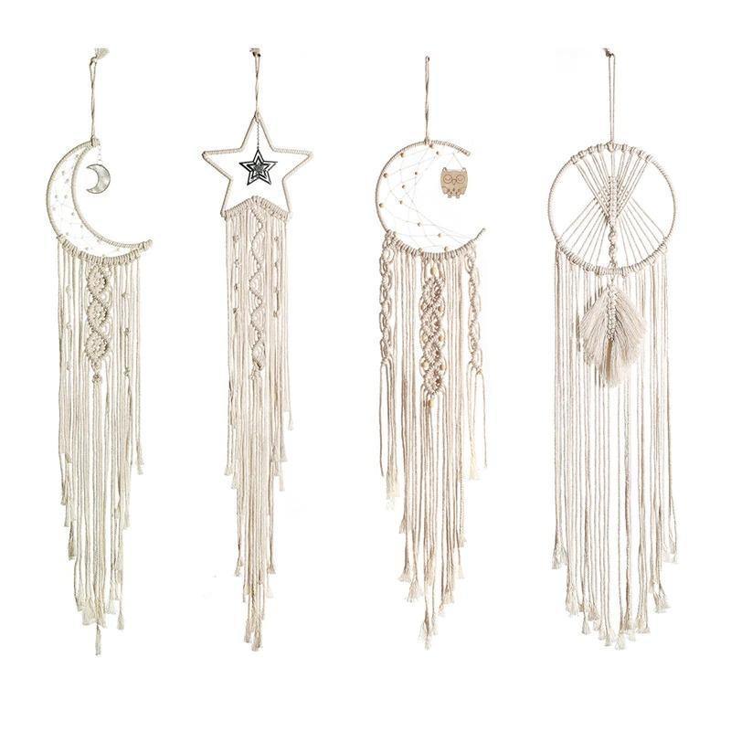 DreamLoom Mond-Dekoration Makramee | Traumfänger Wandteppich | Boho Chic Wanddeko