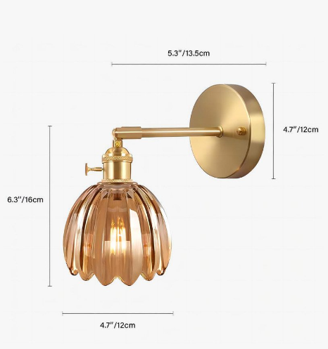TulipGlow Wandlampe | Retro Design Blütenform | Glas & Metall | Dekorative Beleuchtung