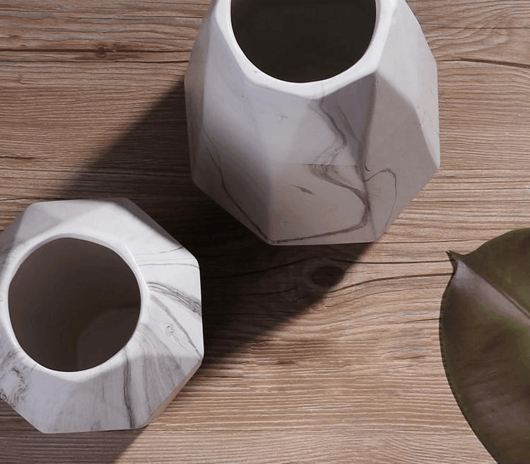 GeoMarble Geometrische Marmor-Vasen | Zeitloses Design | Hochwertige Dekoration | Perfekt für Zuhause