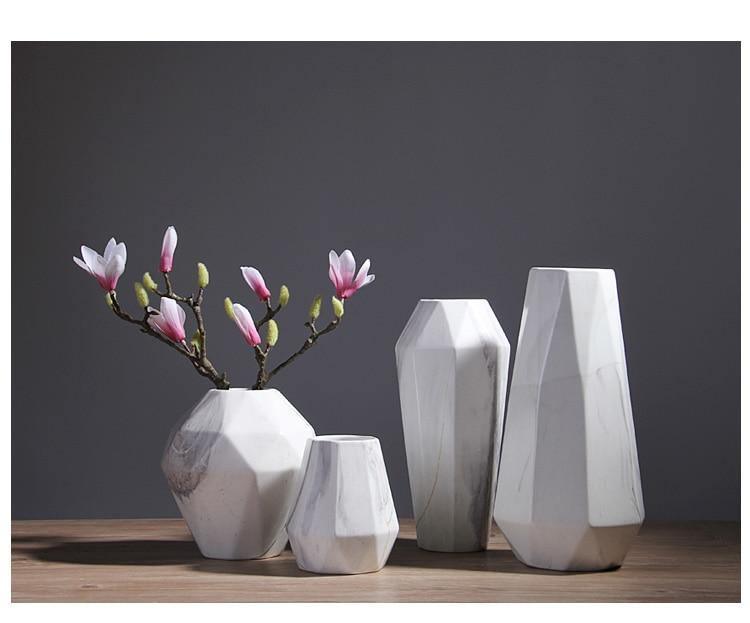 GeoMarble Geometrische Marmor-Vasen | Zeitloses Design | Hochwertige Dekoration | Perfekt für Zuhause