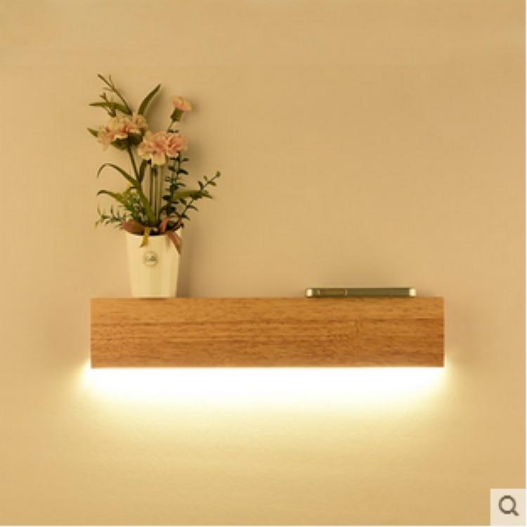 LumaOak Holzregal mit integrierter Lampe | Modernes Design | LED Beleuchtung | Multifunktionale Deko