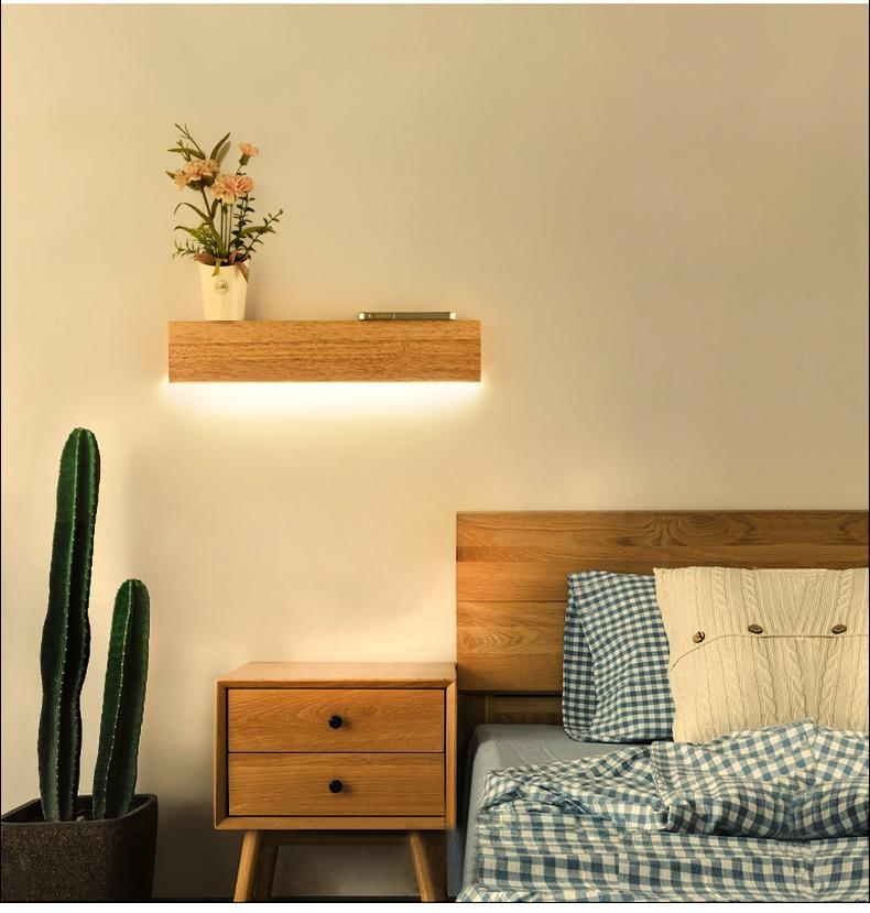 LumaOak Holzregal mit integrierter Lampe | Modernes Design | LED Beleuchtung | Multifunktionale Deko