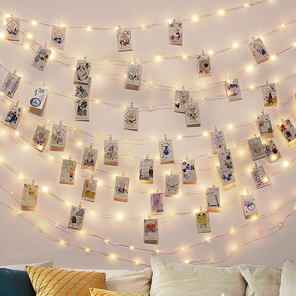 GlowClip LED Lichterkette mit Fotoclips | Batteriebetrieben oder USB-Anschluss | Dekorative Beleuchtung für Zuhause & Partys
