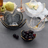 CrystalBloom Glasschalen im Blütendesign | Strukturiertes Glas | Moderne Tischdeko in Schwarz & Weiß