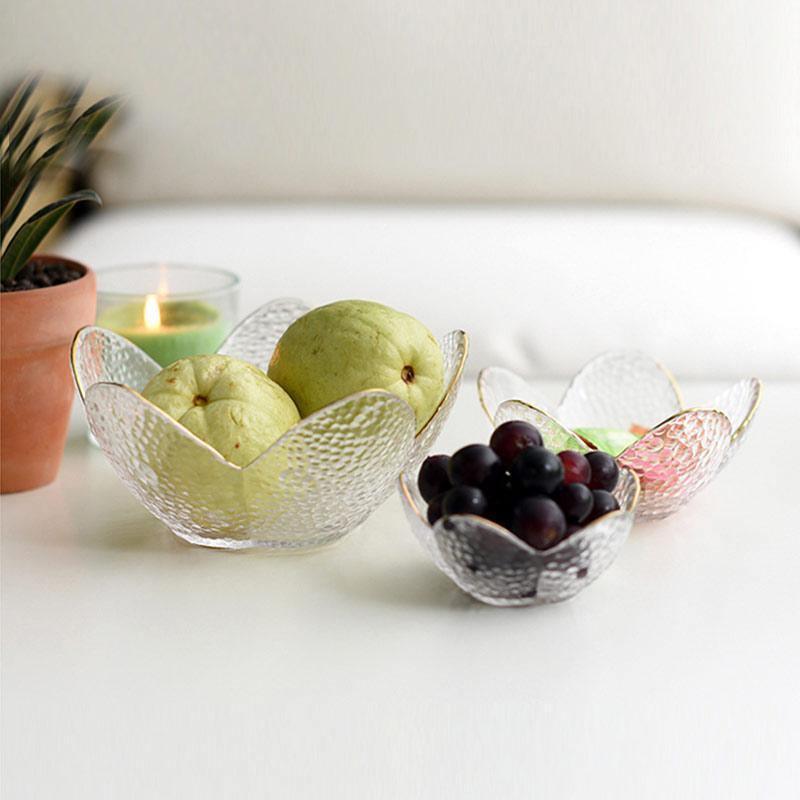 CrystalBloom Glasschalen im Blütendesign | Strukturiertes Glas | Moderne Tischdeko in Schwarz & Weiß