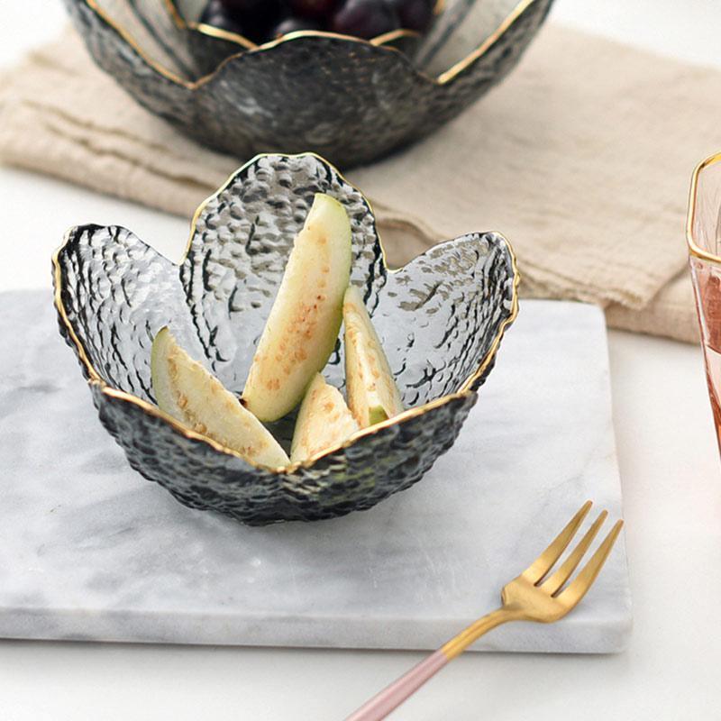 CrystalBloom Glasschalen im Blütendesign | Strukturiertes Glas | Moderne Tischdeko in Schwarz & Weiß