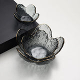 CrystalBloom Glasschalen im Blütendesign | Strukturiertes Glas | Moderne Tischdeko in Schwarz & Weiß