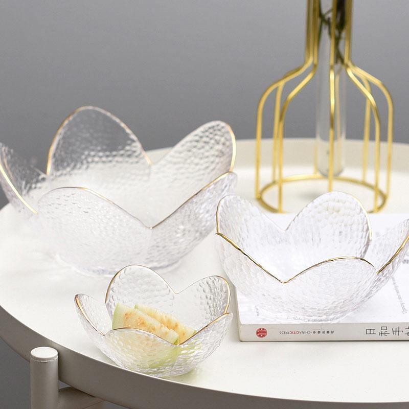 CrystalBloom Glasschalen im Blütendesign | Strukturiertes Glas | Moderne Tischdeko in Schwarz & Weiß
