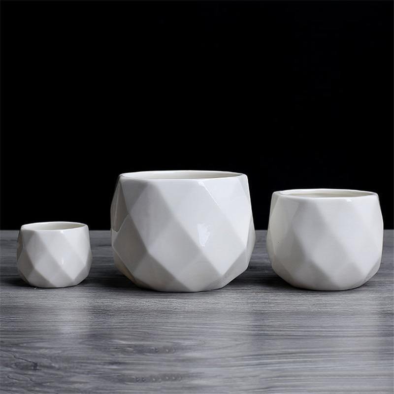 GeoBloom Runde Diamant Keramik Sukkulententöpfe | Modernes Design | Verschiedene Größen