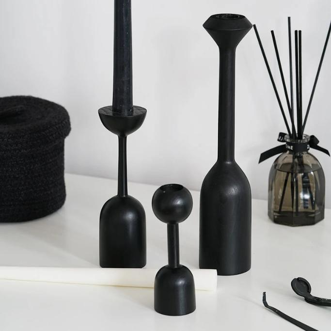 Noirique Schwarze Kerzenhalter für Tafelkerzen | Stilvolles Design | Elegante Dekoration