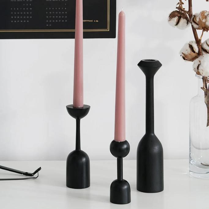 Noirique Schwarze Kerzenhalter für Tafelkerzen | Stilvolles Design | Elegante Dekoration