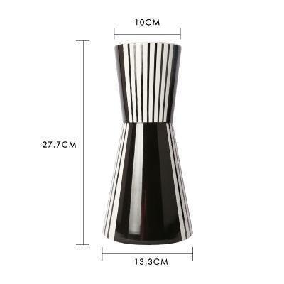 GeoStyle Monochrom Keramik Blumenvase | Geometrisches Design | Dekoration für Zuhause