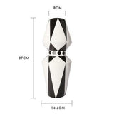 GeoStyle Monochrom Keramik Blumenvase | Geometrisches Design | Dekoration für Zuhause