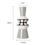 GeoStyle Monochrom Keramik Blumenvase | Geometrisches Design | Dekoration für Zuhause