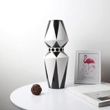 GeoStyle Monochrom Keramik Blumenvase | Geometrisches Design | Dekoration für Zuhause