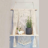 MacraDecor Boho Makramee Hängeregal | Handgewebt | Holz & Baumwolle | Wandregal | Dekoration & Aufbewahrung