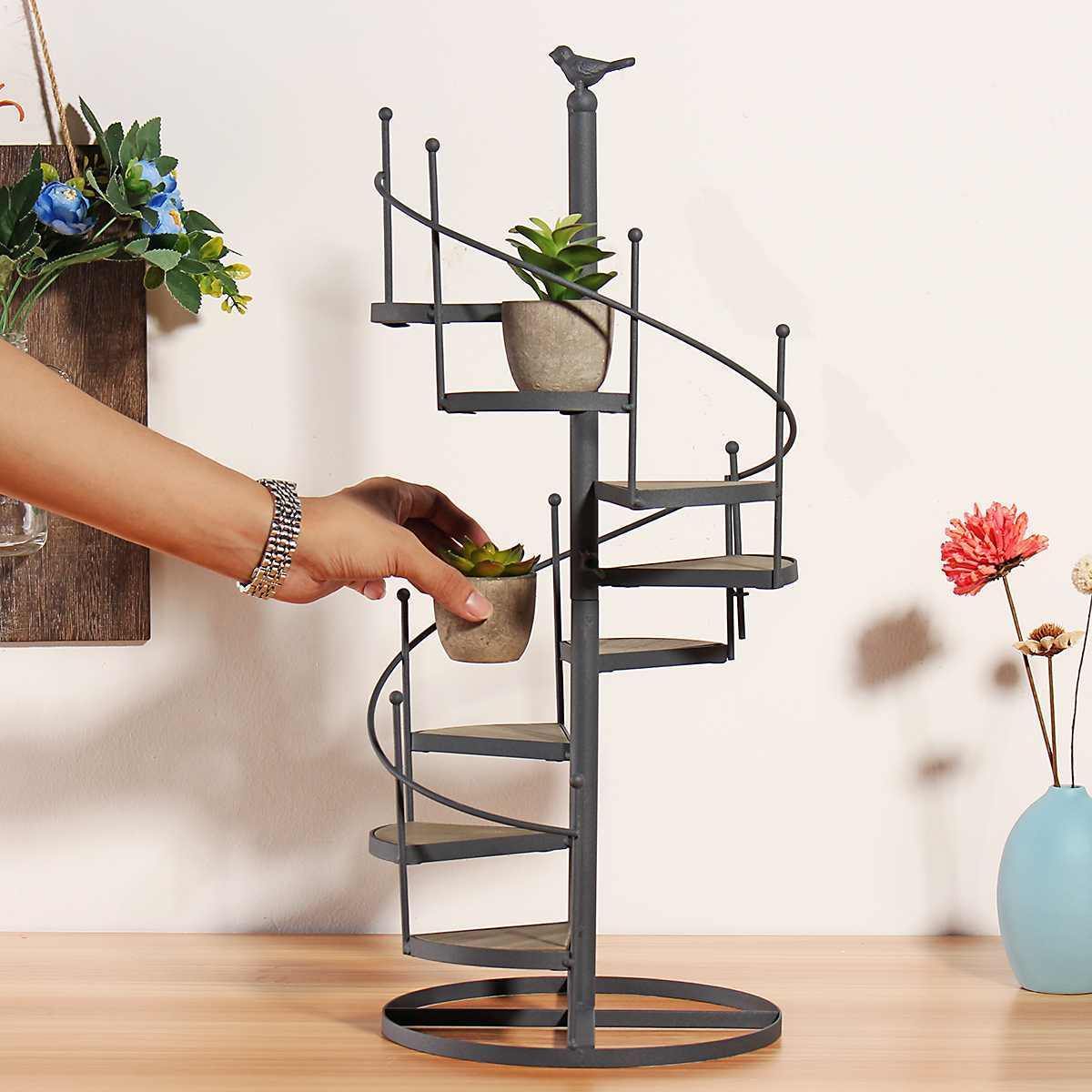 PlantSpire Eisen Pflanzenständer mit Spiraltreppe | Dekorativ und Praktisch