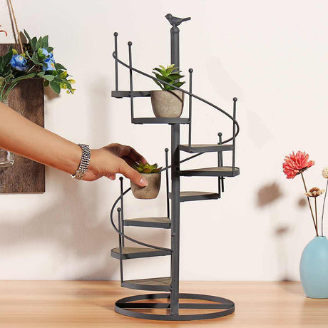 PlantSpire Eisen Pflanzenständer mit Spiraltreppe | Dekorativ und Praktisch