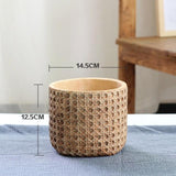TerraWeave Rattan Struktur Pflanztopf | Handgefertigter Zement Übertopf | Für Indoor & Outdoor | Modernes Design
