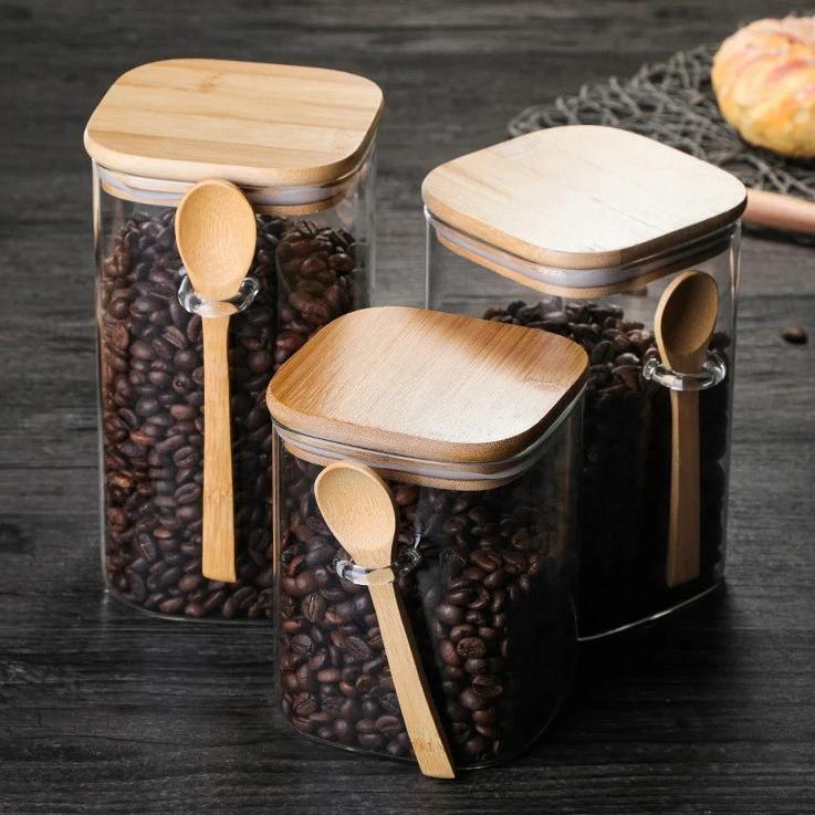 BambooFresh Glasbehälter mit Bambusdeckel | Nachhaltige Lebensmittelaufbewahrung | In 3 Größen erhältlich