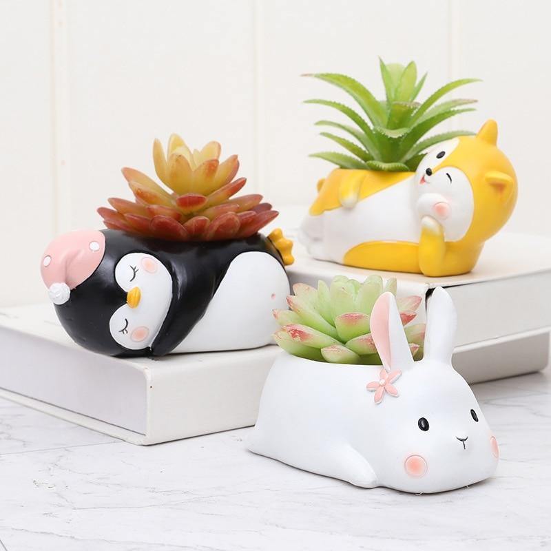 PetBloom Tierfigur Sukkulenten Pflanzgefäß | Lustige Tierformen | Dekoration für Zuhause