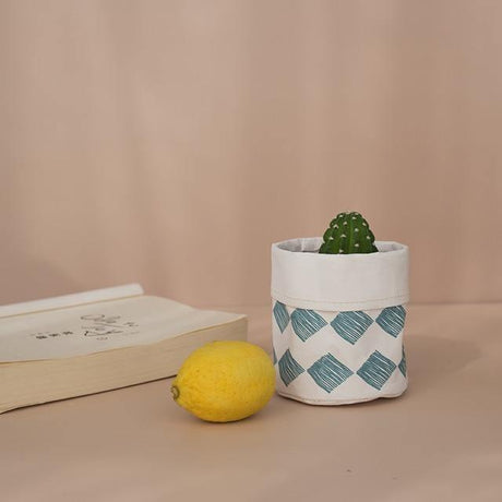 Plantero Vintage Stoff-Pflanzkorb | Rustikales Design | Stilvolle Pflanzenaufbewahrung