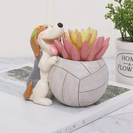 PawPot Aktiv Hund Pflanztopf | Stilvolles Deko-Accessoire | Perfekt für Sukkulenten