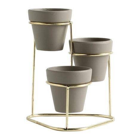 Plantera Ceramic Multi-Planter mit Metallständer | Modernes Design | Stilvolle Pflanzenaufbewahrung