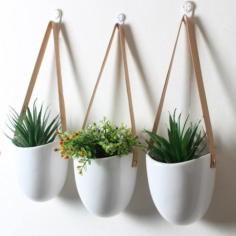HangingCharm Keramik-Hängepflanzgefäße in Taschenform | Stilvolle Pflanzenhalter | Dekoration für Zuhause & Garten