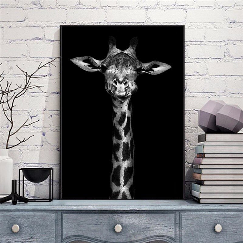 MonoWild Monochrome Tierleinwand-Poster | Hochwertige Wandkunst | Elegantes Design für Zuhause