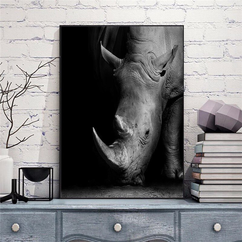 MonoWild Monochrome Tierleinwand-Poster | Hochwertige Wandkunst | Elegantes Design für Zuhause
