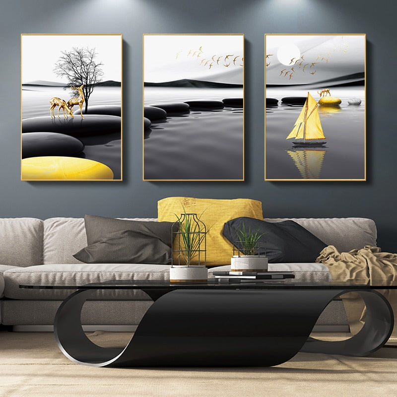 VistaArt Modernes Landschaftsleinwandposter | Wandkunst in Premium-Qualität | Dekoration für Wohnzimmer & Büro