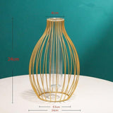 FloraFrame Geometrische Eisen-Vase mit Glasröhre | Minimalistisches Design | Moderne Deko für Zuhause und Büro