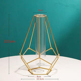 FloraFrame Geometrische Eisen-Vase mit Glasröhre | Minimalistisches Design | Moderne Deko für Zuhause und Büro