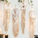 DreamLoom Mond-Dekoration Makramee | Traumfänger Wandteppich | Boho Chic Wanddeko