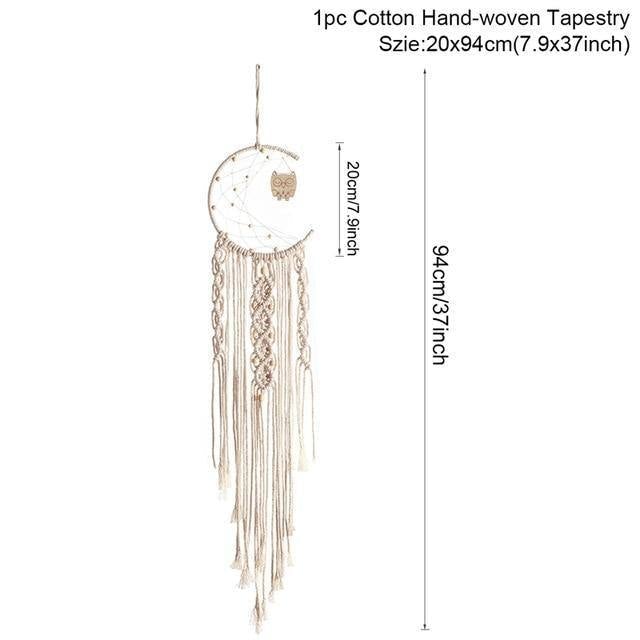 DreamLoom Mond-Dekoration Makramee | Traumfänger Wandteppich | Boho Chic Wanddeko