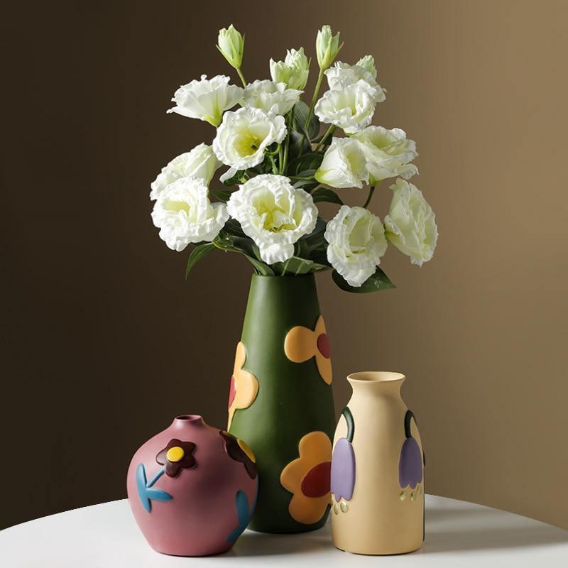 FloraCut Keramik Blumenvasen mit Ausschnitt-Design | Stilvolle Deko-Vasen | Verschiedene Farben
